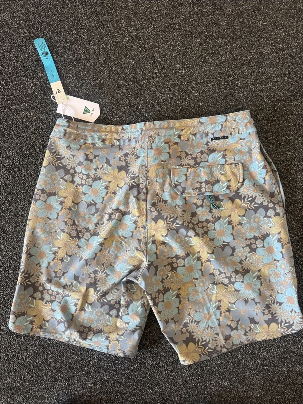 VISSLA Men’s Floral Board Shorts in Grey, Blue & Yellow
